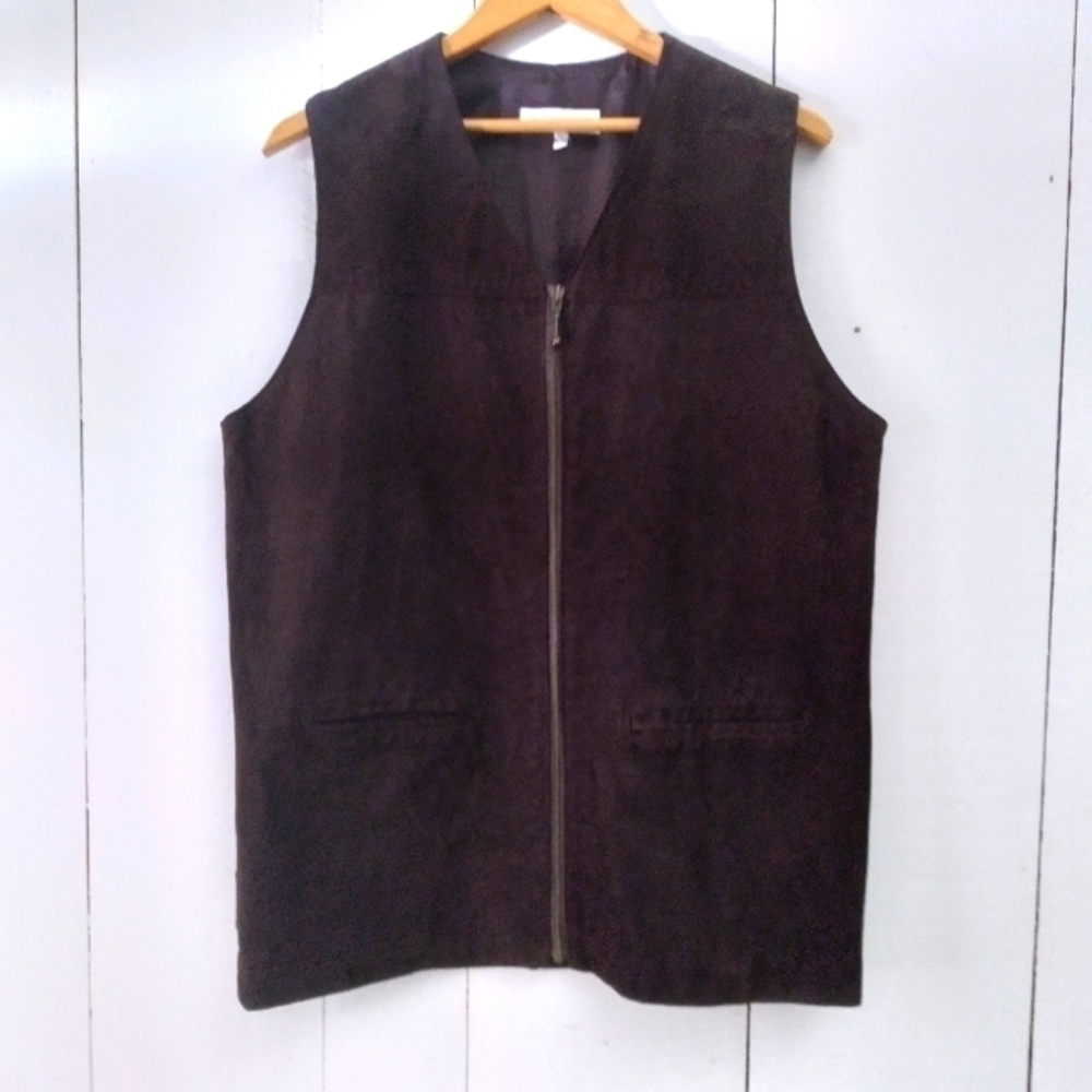 San francisco collection suede zip up waistcoat vest